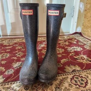 Hunter Black Glitter Rain Boots